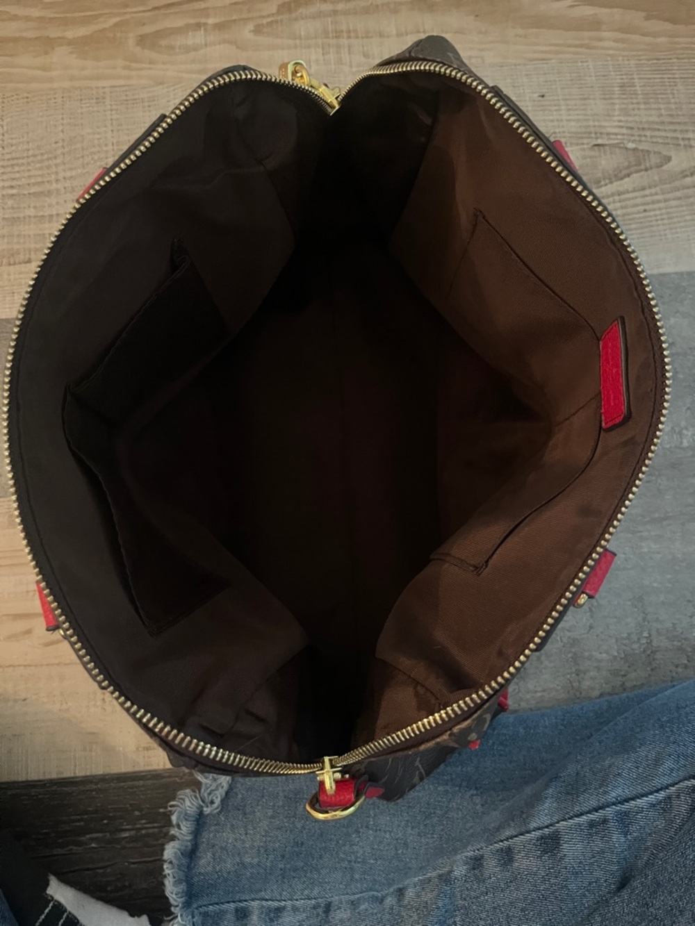 Louis Vuitton Monogram Brown with Red Trim Shoulder Bag - Picture 3 of 4